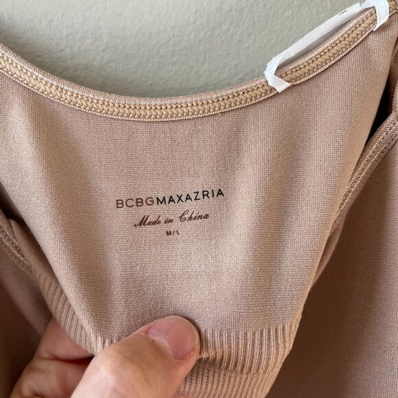 BCBGMAXAZRIA Sz M L Enya Slip Midi Tank Dress Nude Color Stretch Slip On NWT - Picture 4 of 7